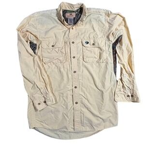 Mossy Oak Mens Pathfinder Button Down Long Sleeve Shirt Camo Lined Khaki M M
